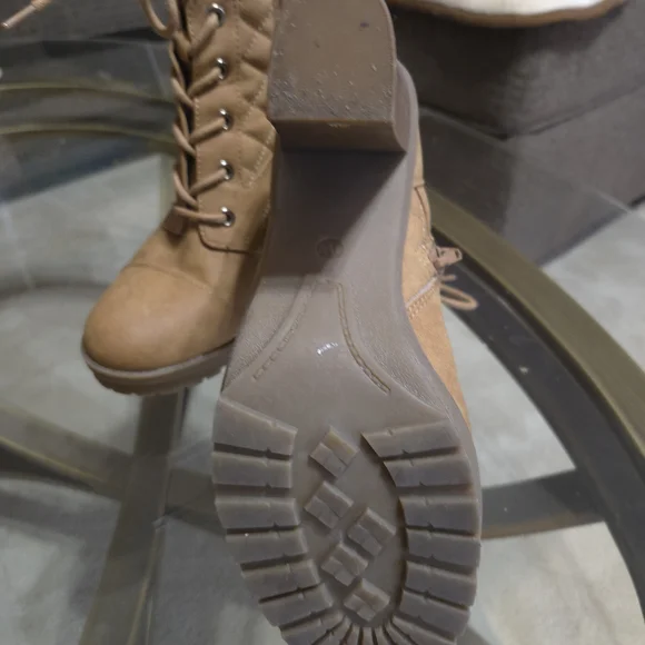 COPY - G by Guess Tan Lace Up Boots with Classic Combat Style - Picture 9 of 11